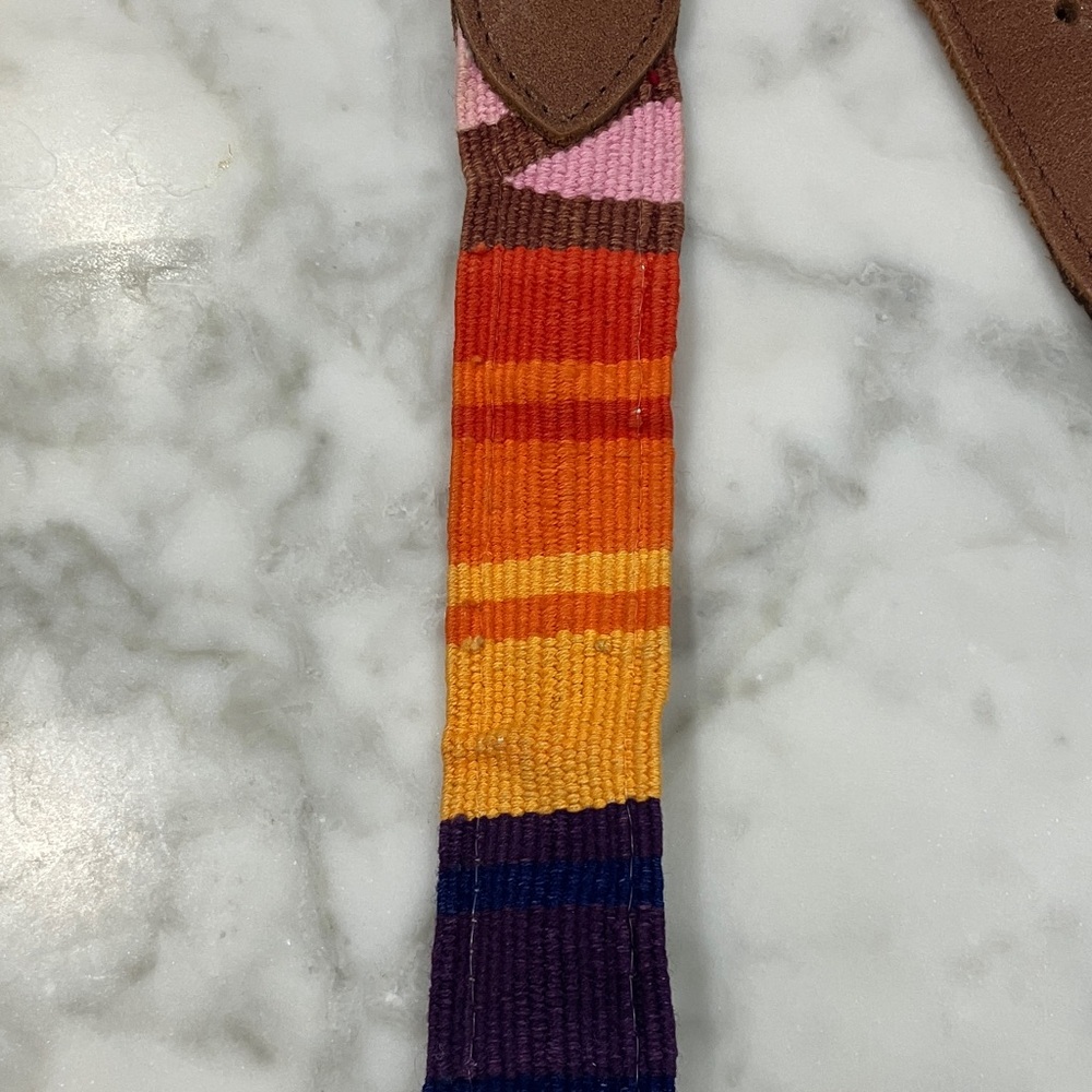 Vintage Colorful Striped Belt with Brown leather Buckle adjustable Guatemala OS - Picture 15 of 17